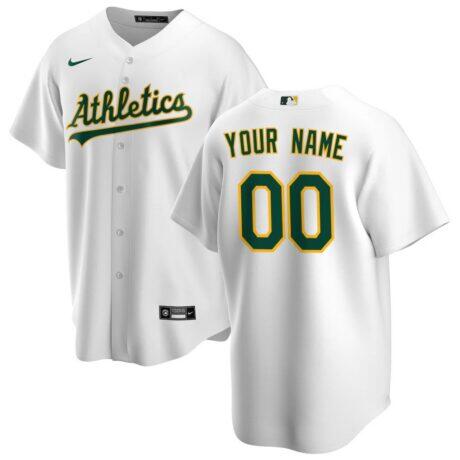 Athletics Nike Home Replica Custom Jersey - White - Front View