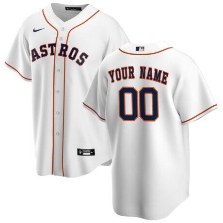 Houston Astros Nike Home Replica Custom Jersey - White - Front View