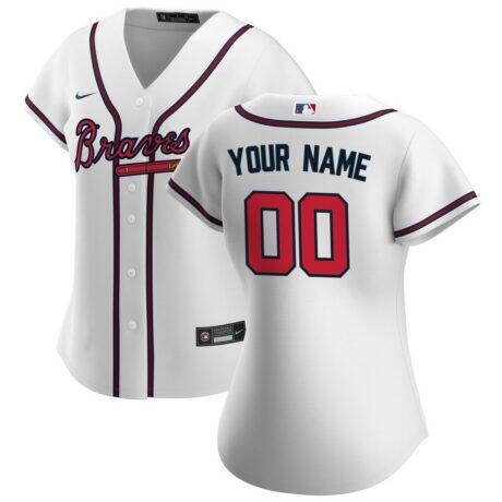 Atlanta Braves Nike Women's Home Replica Custom Jersey - White - Front View