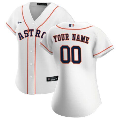 Houston Astros Nike Women's Home Replica Custom Jersey - White - Front View