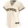Milwaukee Brewers Nike Women's Home Replica Custom Jersey - Cream - Side View