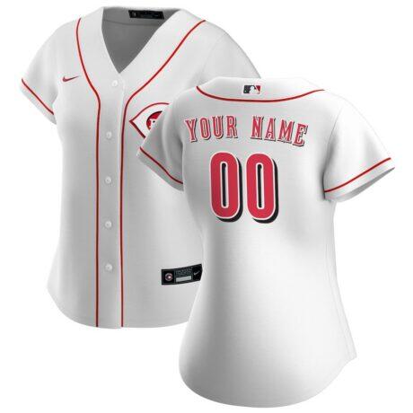 Cincinnati Reds Nike Women's Home Replica Custom Jersey - White - Front View
