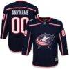 Columbus Blue Jackets Youth Home Premier Custom Jersey - Navy - Front View