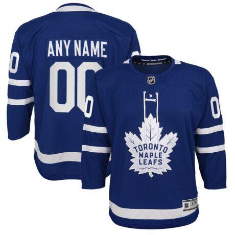 Toronto Maple Leafs Youth Home Premier Custom Jersey - Blue - Front View