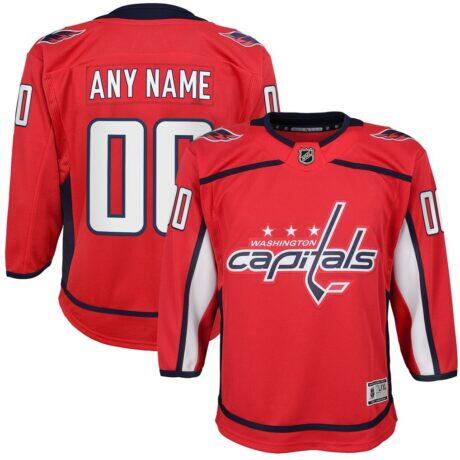 Washington Capitals Youth Home Custom Premier Jersey - Red - Front View