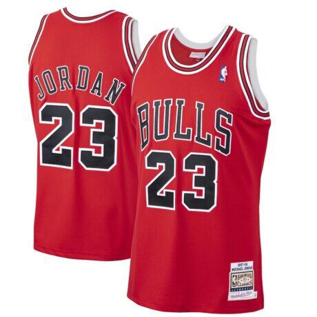 Michael Jordan Chicago Bulls Mitchell & Ness 1997/98 Hardwood Classics Authentic Jersey - Scarlet - Front View