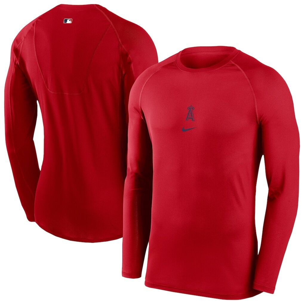 Los Angeles Angels Nike Authentic Collection Raglan Long Sleeve T-Shirt