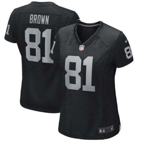 Tim Brown Las Vegas Raiders Nike Women's Game Retired Player Jersey - Black - Front View