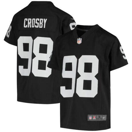 Maxx Crosby Las Vegas Raiders Nike Youth Game Jersey - Black - Front View