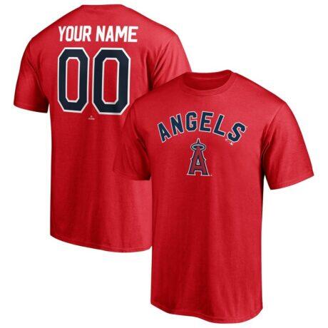 Los Angeles Angels Personalized Team Winning Streak Name & Number T-Shirt - Red - Front View