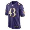 Justice Hill Baltimore Ravens Nike Game Jersey - Purple - Side View