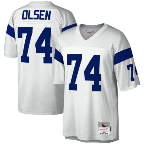 Merlin Olsen Los Angeles Rams Mitchell & Ness Legacy Replica Jersey - White - Front View