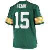 Bart Starr Green Bay Packers Mitchell & Ness Big & Tall 1968 Retired Player Replica Jersey - Green - Detail View