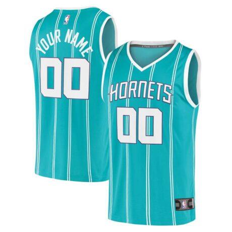 Charlotte Hornets Fashion7 Fast Break Replica Custom Jersey - Teal - Front View