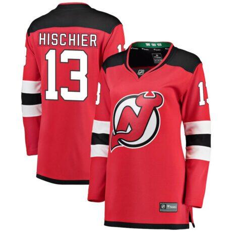 Nico Hischier New Jersey Devils Fashion7 Women's Breakaway Home Player Jersey - Red - Front View