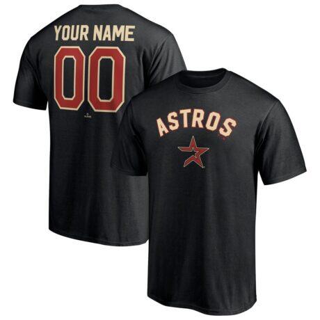 Houston Astros Cooperstown Winning Streak Alternate Personalized Name & Number T-Shirt - Black - Front View