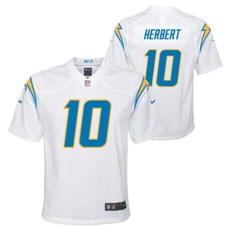 Justin Herbert Los Angeles Chargers Nike Youth Game Jersey - White - Front View
