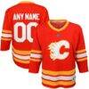 Calgary Flames Youth Home Replica Custom Jersey - Red - Front View