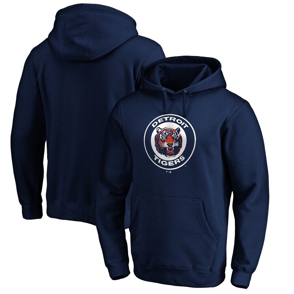 Detroit Tigers Cooperstown Collection Huntington Logo Fitted Pullover Hoodie