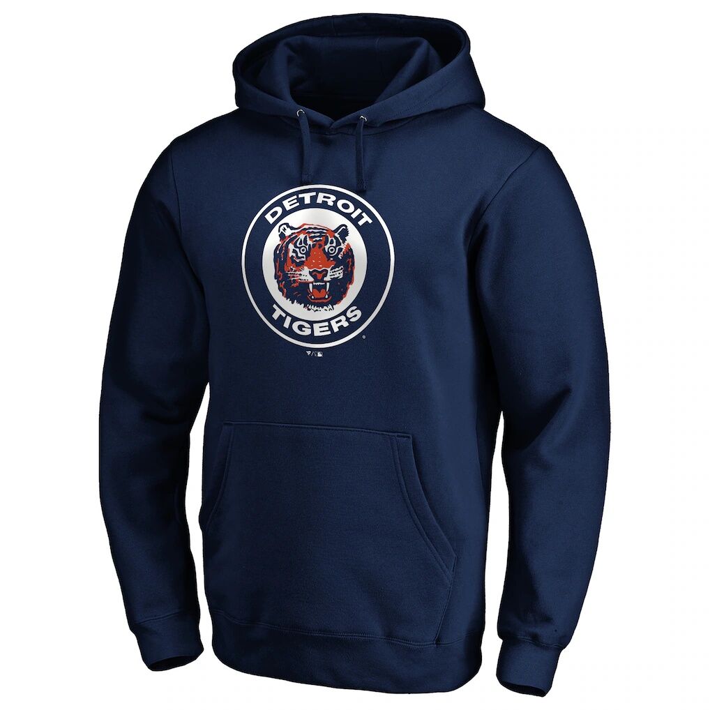 Detroit Tigers Cooperstown Collection Huntington Logo Fitted Pullover Hoodie