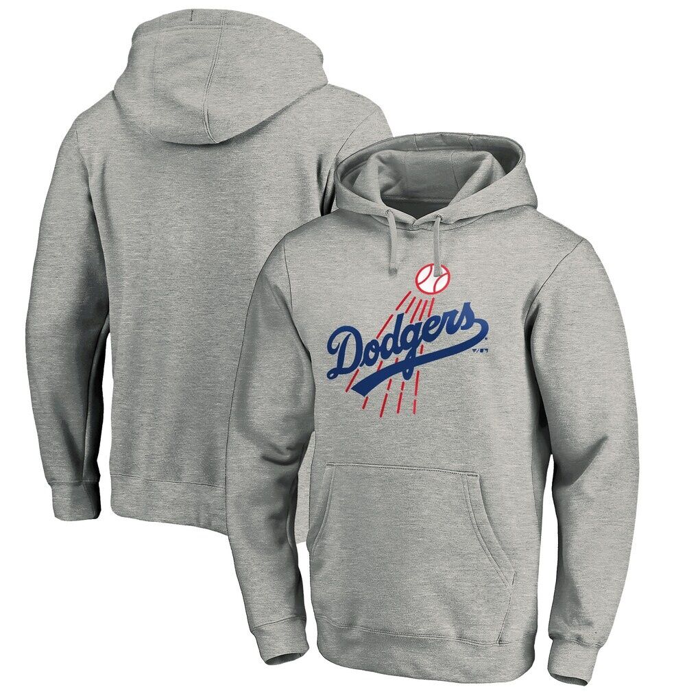 Los Angeles Dodgers Cooperstown Collection Huntington Logo Fitted Pullover Hoodie – Heather Gray