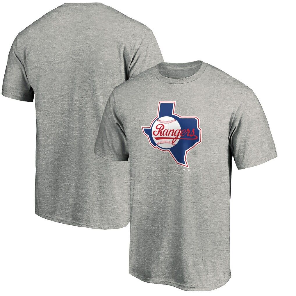 Texas Rangers Cooperstown Collection Huntington Logo T-Shirt – Heathered Gray