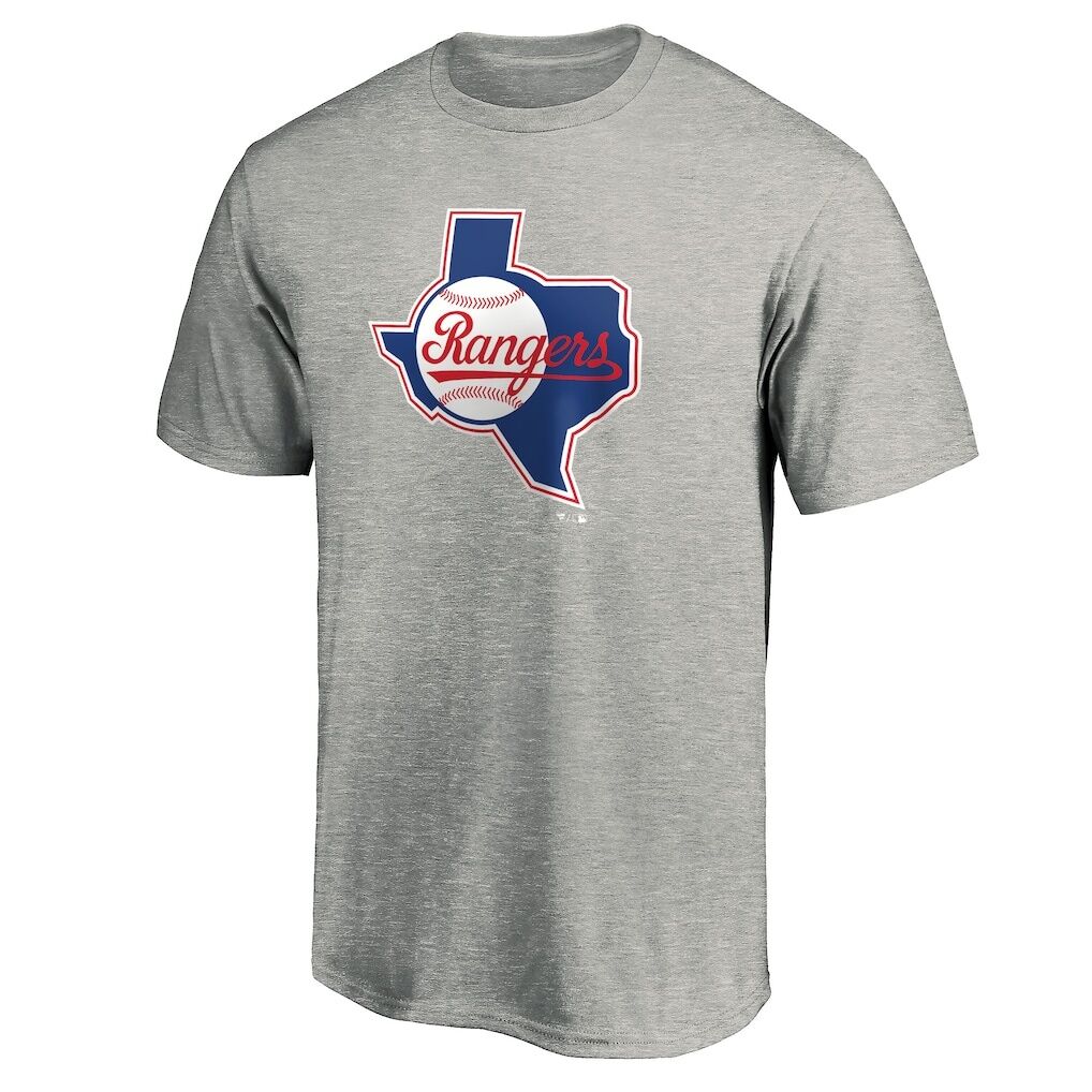 Texas Rangers Cooperstown Collection Huntington Logo T-Shirt – Heathered Gray