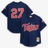 David Ortiz Minnesota Twins Mitchell & Ness 2002 Cooperstown Collection Mesh Batting Practice Jersey - Navy - Front View