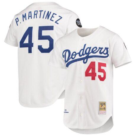 Pedro Martinez Los Angeles Dodgers Mitchell & Ness 1993 Cooperstown Collection Home Authentic Jersey - White - Front View