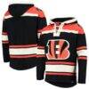 Cincinnati Bengals '47 Lacer V-Neck Pullover Hoodie - Black - Front View
