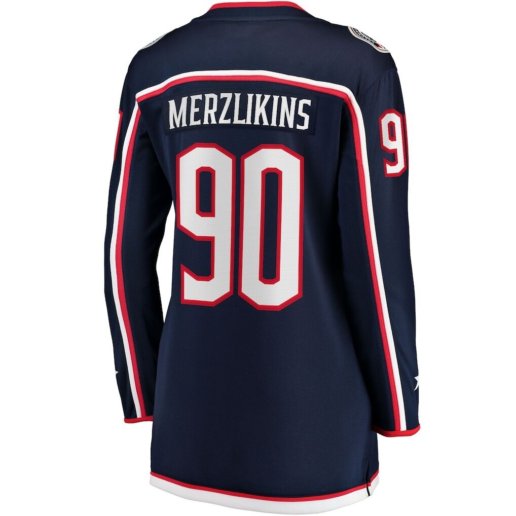 Elvis Merzlikins Columbus Blue Jackets Fashion7 Women's Home Breakaway Jersey
