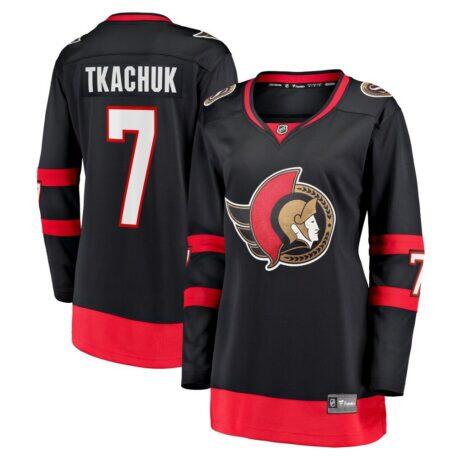 Brady Tkachuk Ottawa Senators Fashion7 Women's Home Breakaway Jersey - Black - Front View