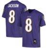 Lamar Jackson Baltimore Ravens Youth Replica Jersey - Purple - Front View