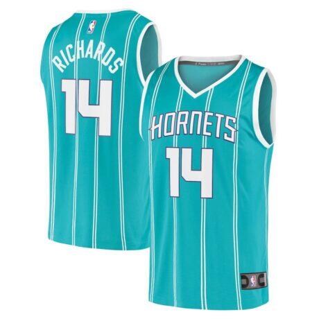 Nick Richards Charlotte Hornets Fashion7 Fast Break Replica Jersey - Teal - Front View