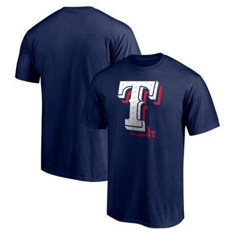Texas Rangers Red White and Team T-Shirt - Navy - Front View