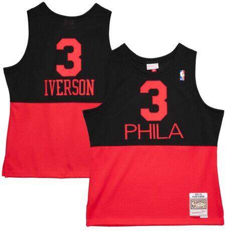 Allen Iverson Philadelphia 76ers Mitchell & Ness 2003/04 Hardwood Classics Reload 2.0 Swingman Jersey - Black - Front View