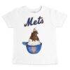 New York Mets Tiny Turnip Youth Sundae Helmet T-Shirt - White - Front View