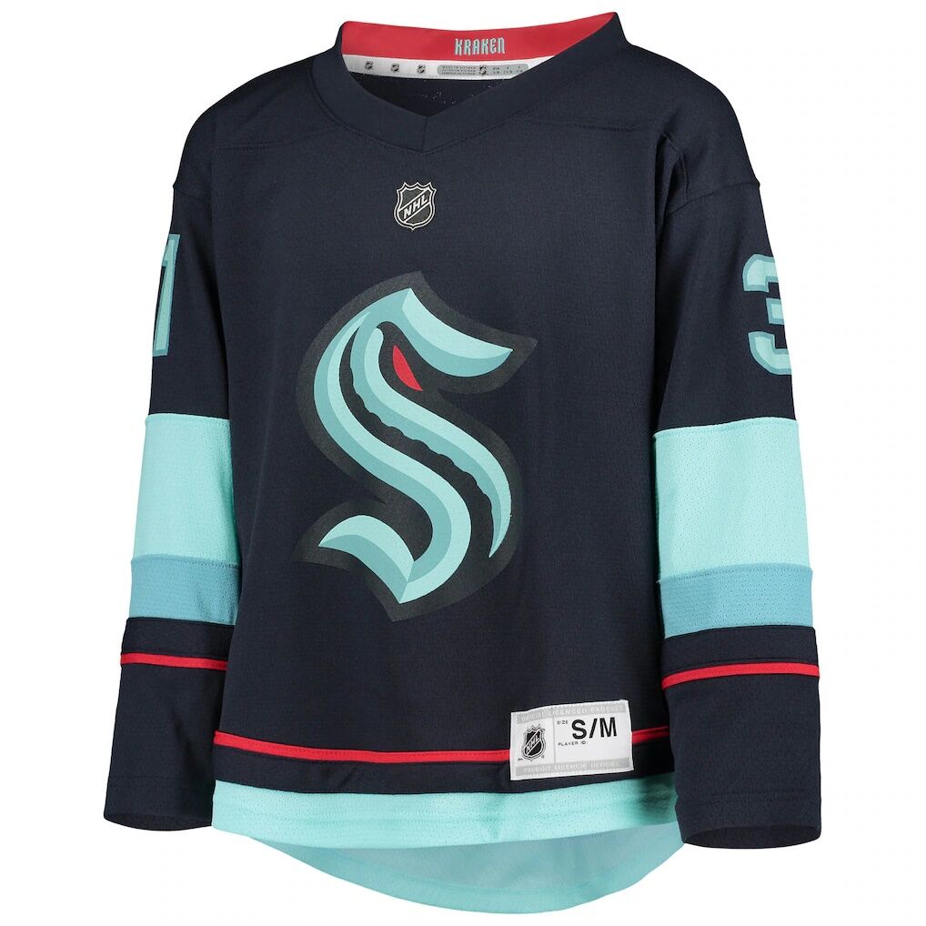 Philipp Grubauer Seattle Kraken Youth Home Replica Player Jersey - Deep Sea Blue