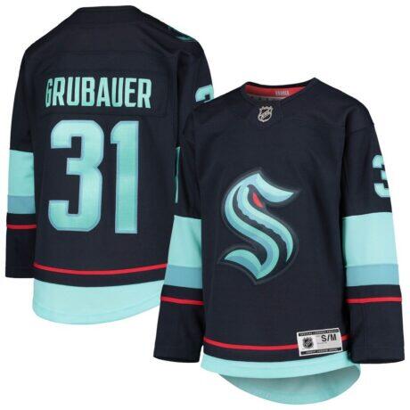Philipp Grubauer Seattle Kraken Youth Home Premier Player Jersey - - Front View