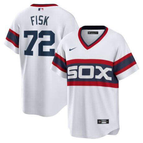 Carlton Fisk Chicago White Sox Nike Home Cooperstown Collection Team Player Jersey - White - Front View