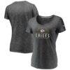Kansas City Chiefs Fashion7 Women's League Leader Space Dye V-Neck T-Shirt - Charcoal - Front View