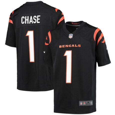 Ja'Marr Chase Cincinnati Bengals Nike Youth Game Jersey - Black - Front View