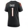 Ja'Marr Chase Cincinnati Bengals Nike Women's Game Jersey - Black - Detail View