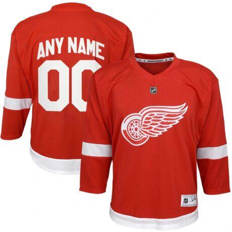 Detroit Red Wings Youth Home Replica Custom Jersey - Red - Front View