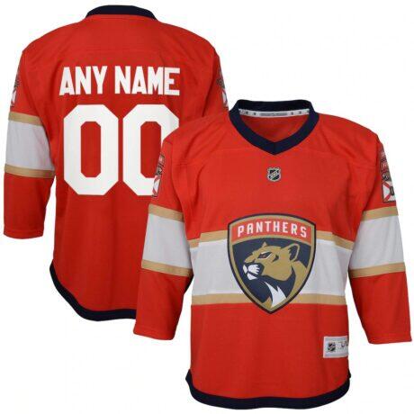 Florida Panthers Youth Home Replica Custom Jersey - Red - Front View