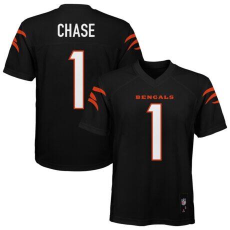 Ja'Marr Chase Cincinnati Bengals Youth Replica Player Jersey - Black - Front View