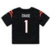 Ja'Marr Chase Cincinnati Bengals Nike Infant Team Player Game Jersey - Black - Side View