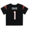 Ja'Marr Chase Cincinnati Bengals Nike Toddler Game Jersey - Black - Detail View