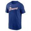 Atlanta Braves Nike Cooperstown Collection Wordmark T-Shirt - Royal - Back View