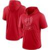 Washington Nationals Nike Lockup Performance Short Sleeve Lightweight Hooded Top - Red - Front View